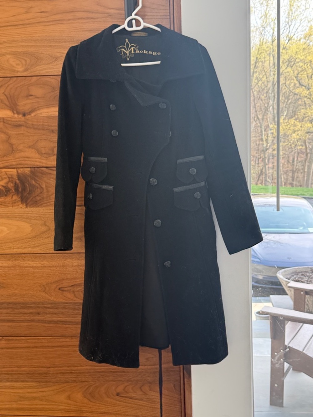 Mackage Black Double-Breasted Wool Pea Coat
